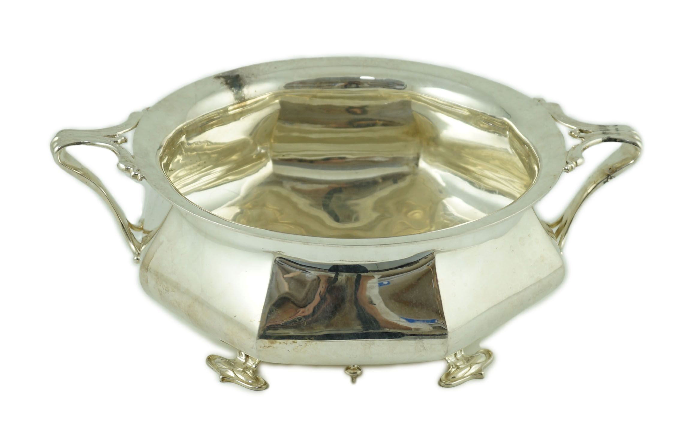 An Edwardian Art Nouveau Scottish silver two handled fruit bowl, by Hamilton & Inches